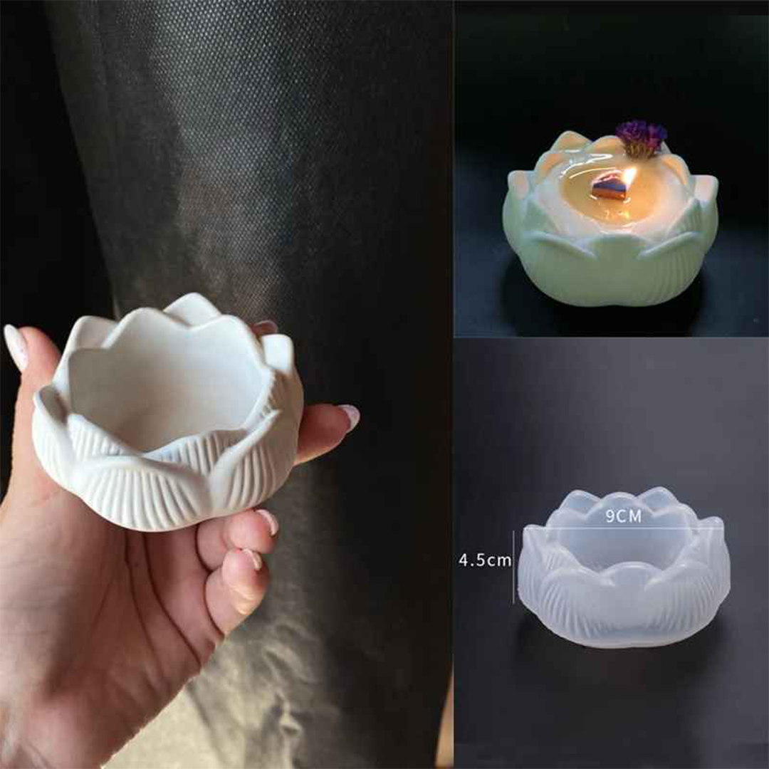 Lotus Candle Silicone Jar Mold a015