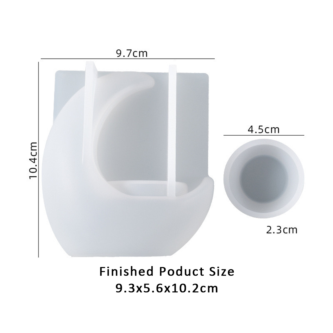 Half Moon Candle Holder Silicone Mold a013