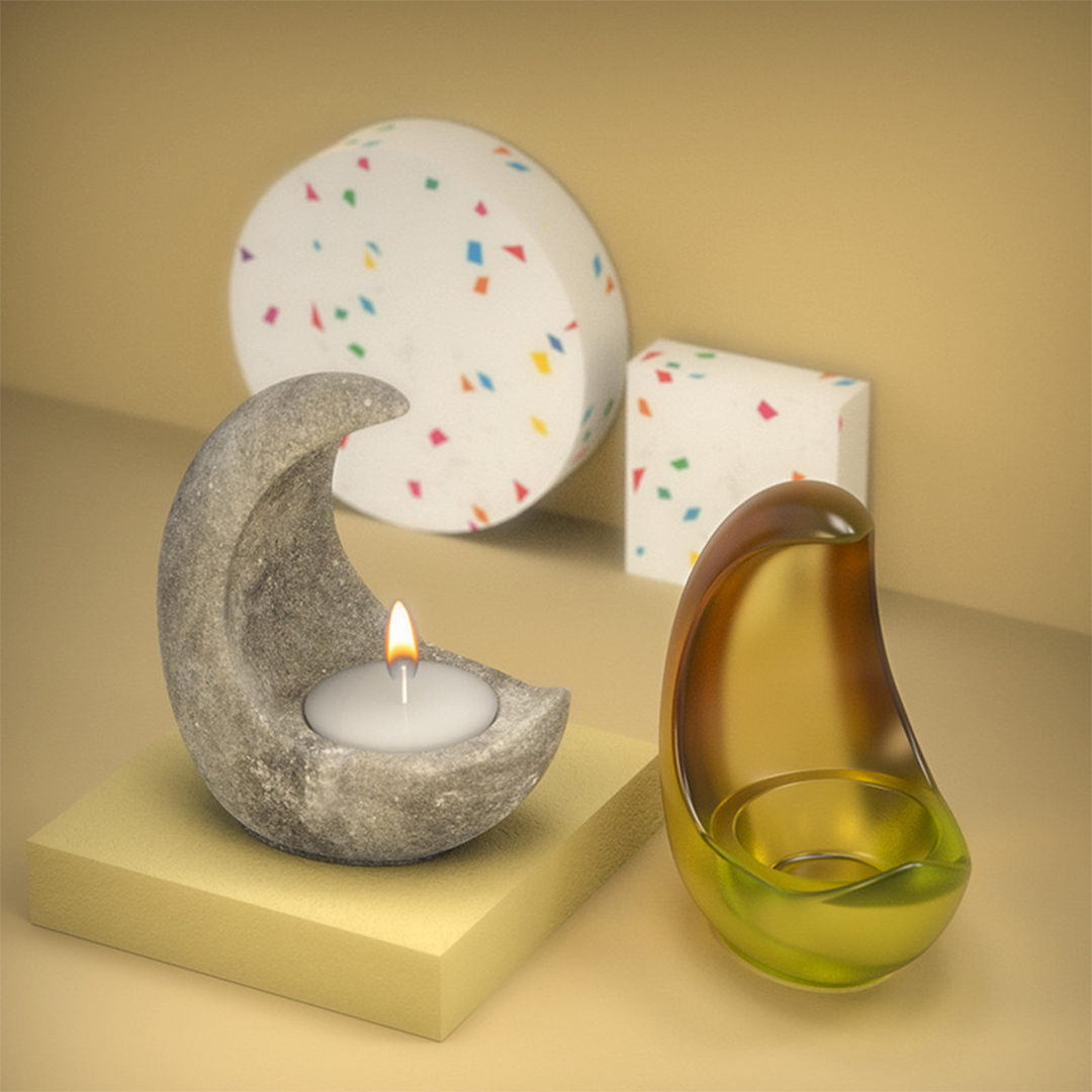 Half Moon Candle Holder Silicone Mold a013