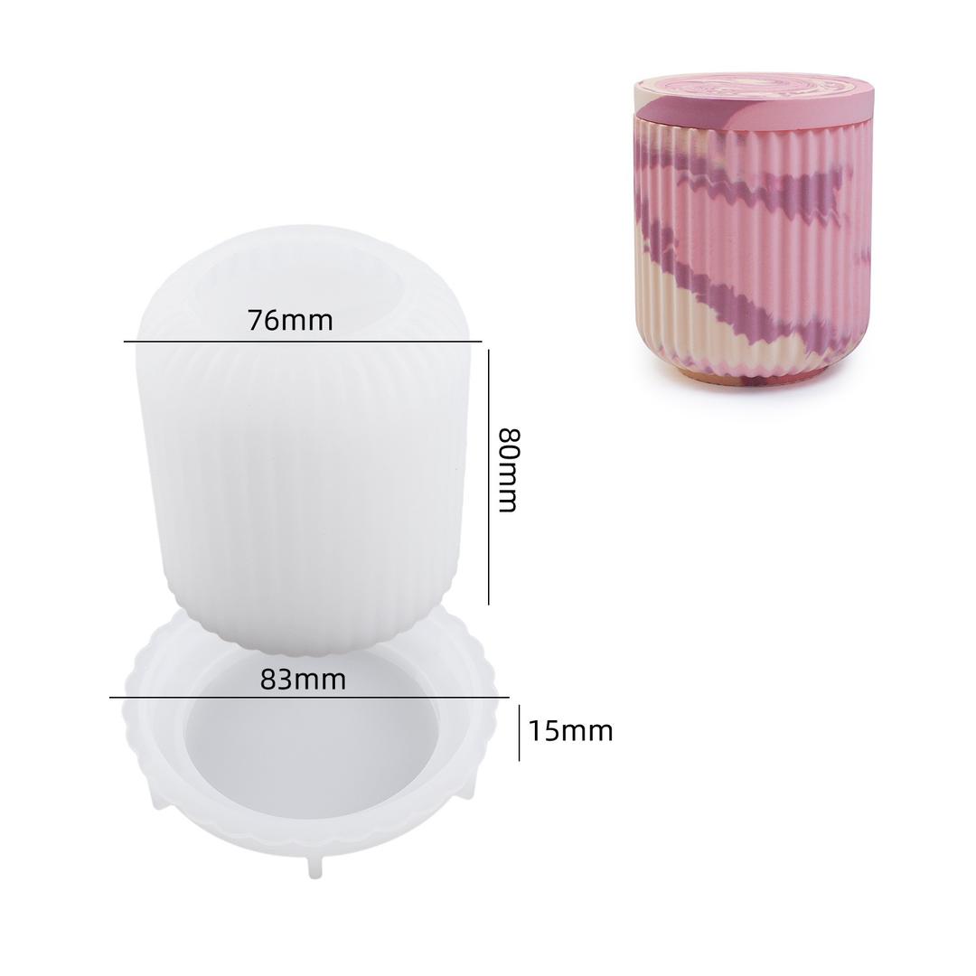 Ribbed Candle Jar Silicone Mold b04