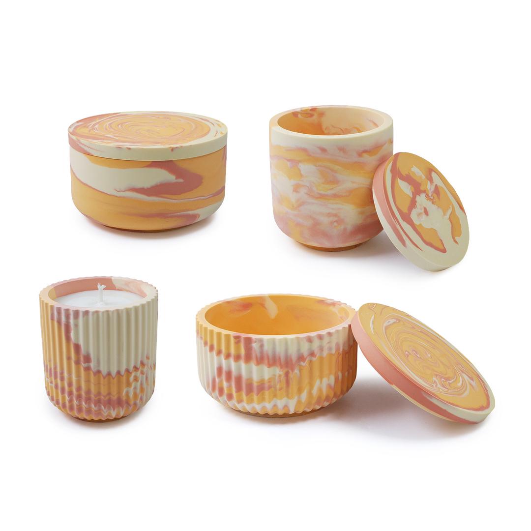 Ribbed Candle Jar Silicone Mold b04