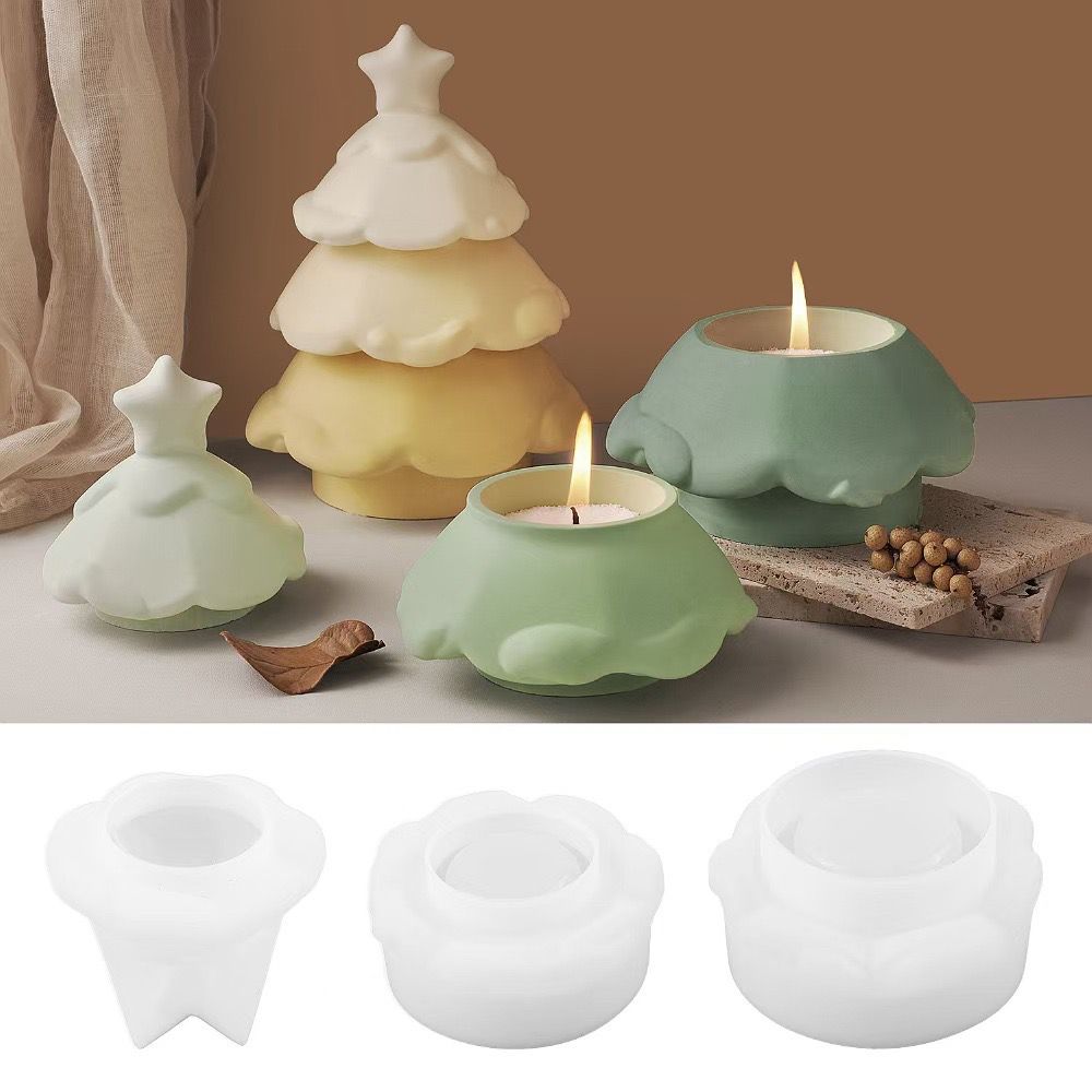 Christmas Tree Candle Jar Silicone Molds b01