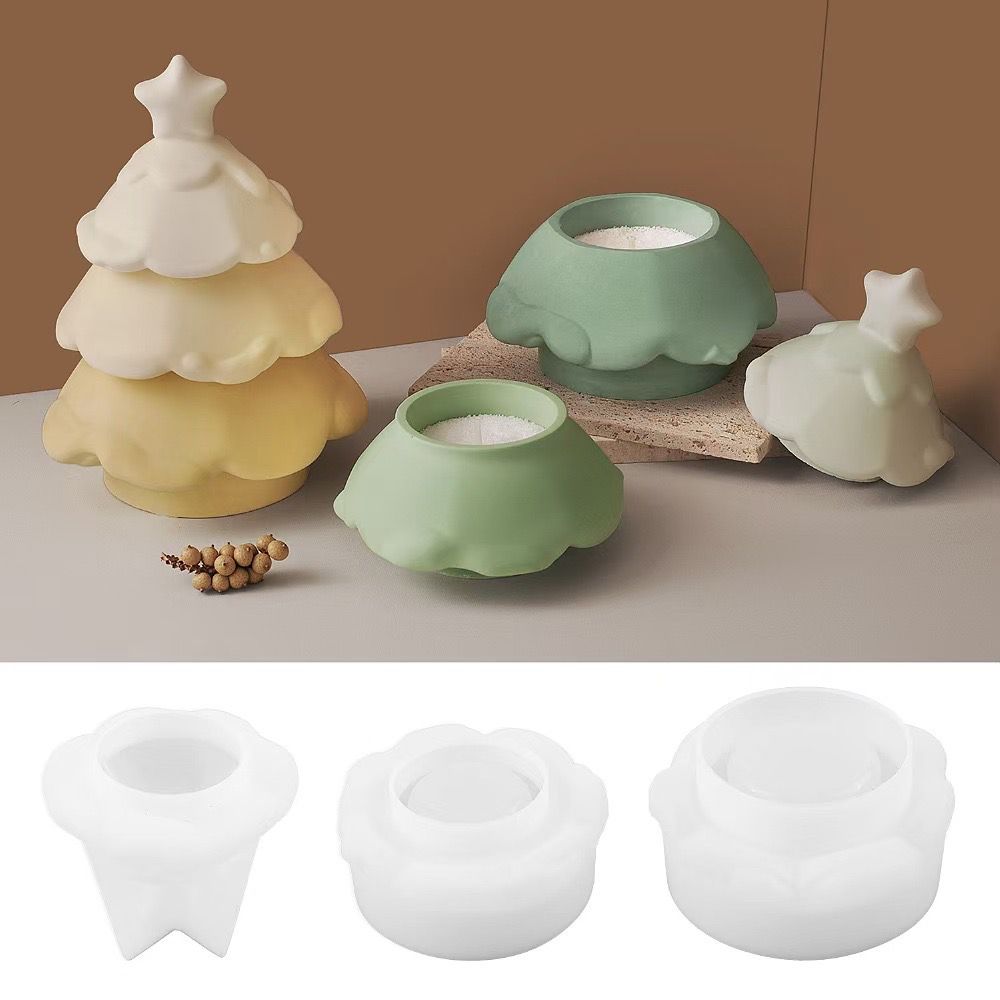Christmas Tree Candle Jar Silicone Molds b01