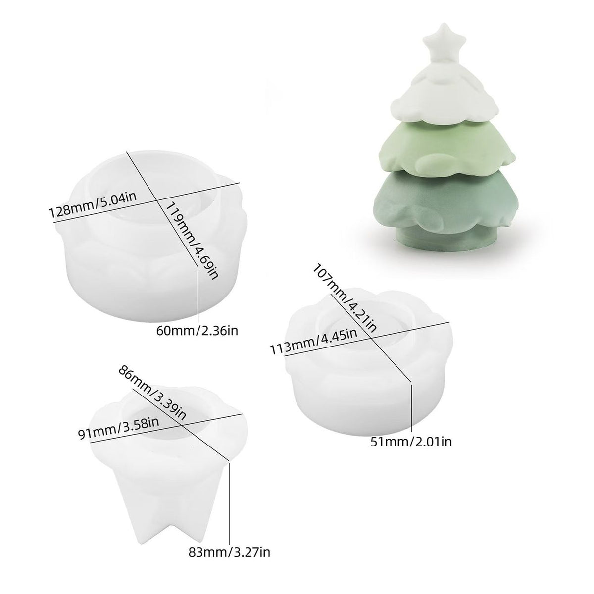Christmas Tree Candle Jar Silicone Molds b01