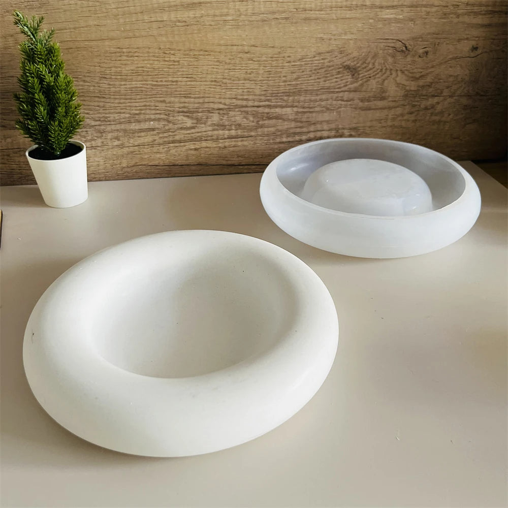 Round Trinket Dish Candle Bowl Mold f02